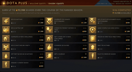 Выполнение заданий Dota plus