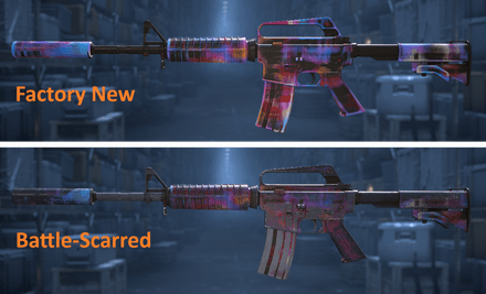 M4A1-S | Glitched Paint — apparent dye loss with float increase