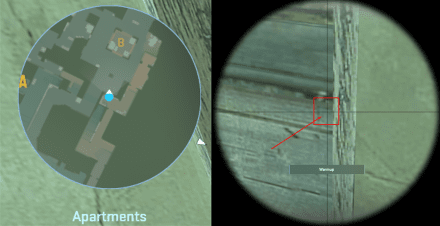 Apartments -> Bombsite B arches Map spot / Shot spot