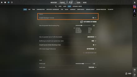 Go to the “Game” tab and click “Yes” in the “Enable Developer Console (~)”