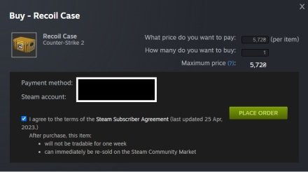 A pop-up where you need to agree to Steam's terms