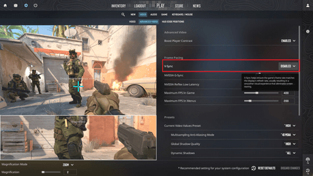 Turn off vertical sync