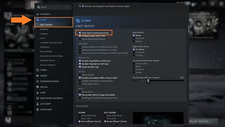 Ensure that the “Auto Select Summoned Units” is enabled