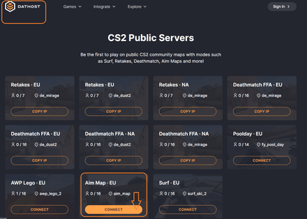 Find a trusted website and choose the map you want to play