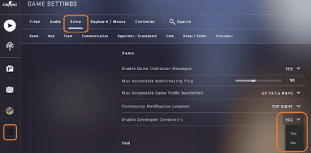 CS:GO ‘Game’ Tab