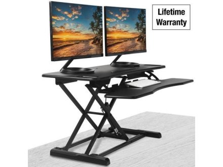 Standing Desk Converter - 37" Wide Stand Up Desk Riser - Tabletop Sit Stand Desk Fits Dual Monitors