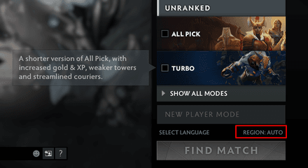 Setting Dota 2 Server Regions