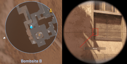 Bombsite B -> Apartment’s kitchen Map spot / Shot spot