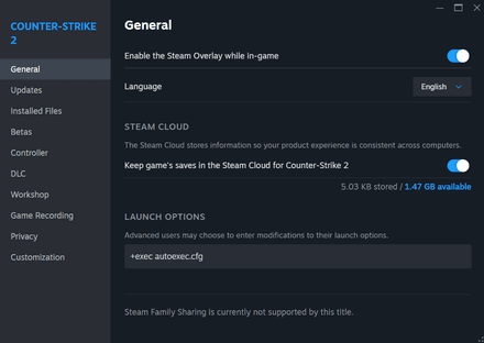Under the General tab, add +exec autoexec.cfg to the Launch options