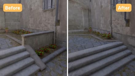 Update of the area behind the Coffins on Inferno map