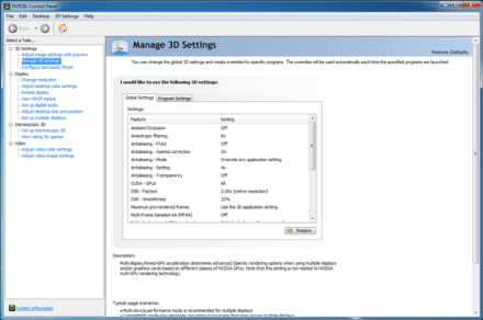 Manage 3D Settings