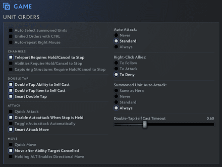 Game Settings Dota 2