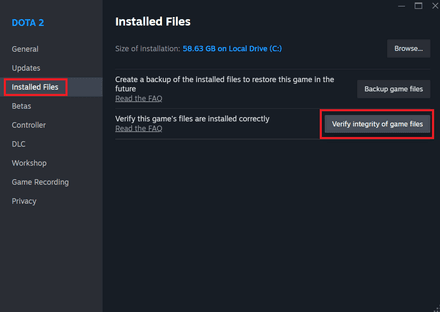 Click Verify Integrity of Game Files