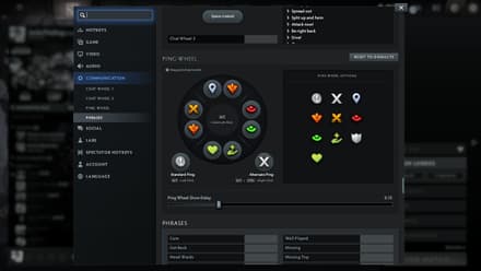 Find the Settings Menu, enter the “Communication” tab, and choose “Ping Wheel”