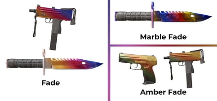 Вариации Градиента: Fade (Градиент), Amber Fade (Янтарный) и Marble Fade (Мраморный градиент)