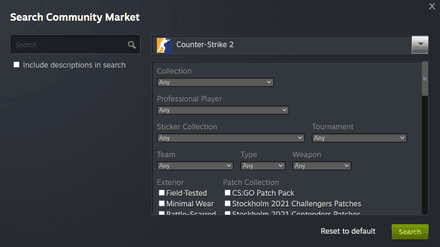 Using Filters on the Steam Market