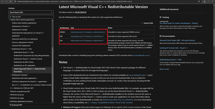 Download the latest Visual C++ packages for x86 and x64 from Microsoft’s site