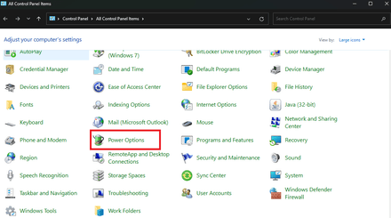 Open Control Panel > Power Options