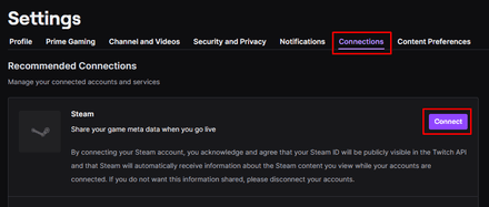 Go to the Connections tab, find Steam, and click Connect