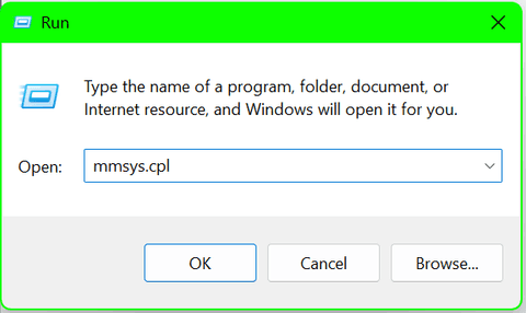 Press Win + R, type “mmsys.cpl”