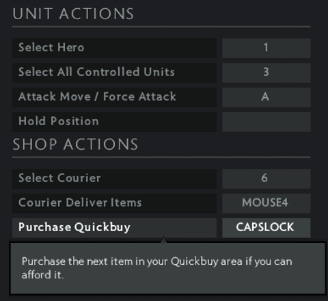 To purchase items from Quick Buy list, you can either use a hotkey