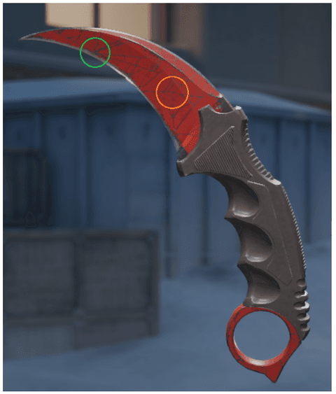 Web centers on a Karambit knife