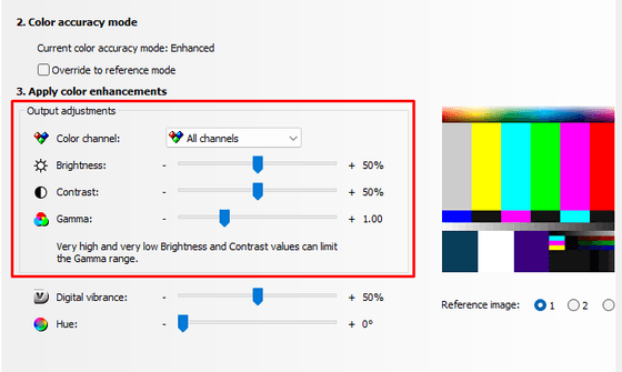 Go to Display > Adjust desktop color settings