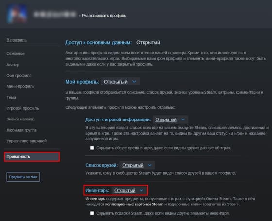 Как сделать публичным инвентарь в CS2
