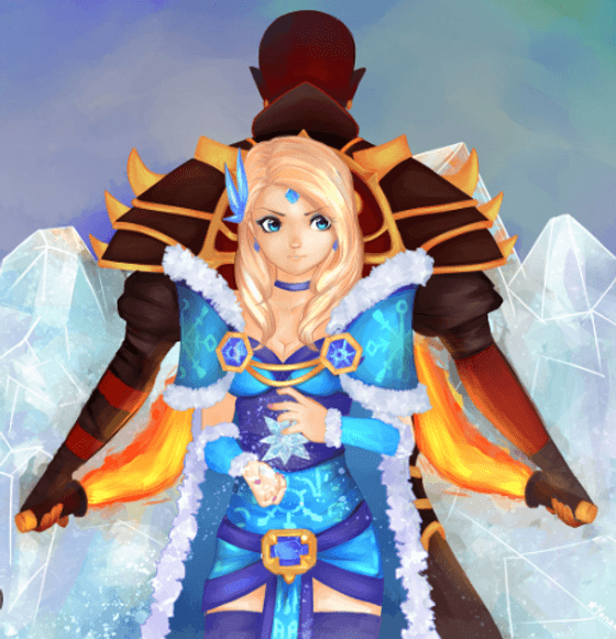 Crystal Maiden в игре с Эмбером в Дота 2