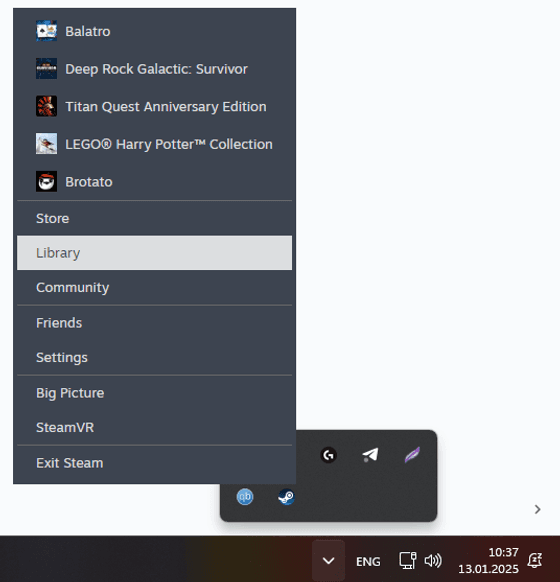 Opening Steam Library and Navigating to Your Games