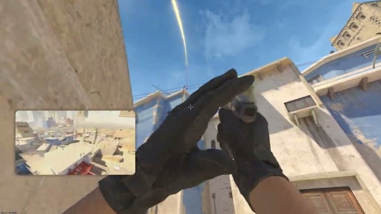 Mirage Upper Mid smoke from CT Spawn [CS2]