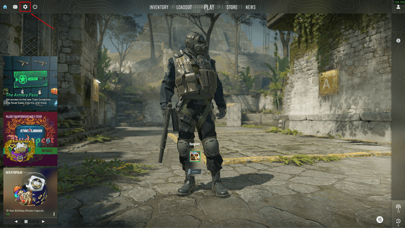 Open the CS2 and click the gear icon in the main menu