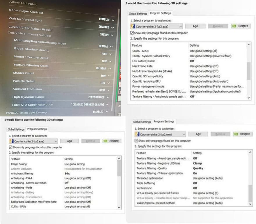 Лучшие настройки видеокарты Nvidia для CS2 | Profilerr
