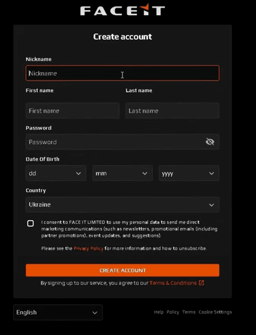 Як зареєструвати та підтвердити акаунт на Faceit | Profilerr